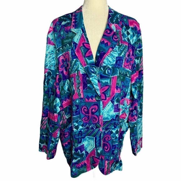 Vintage 90s Rampage Oversized Blazer Jacket M Blue - Picture 2 of 7